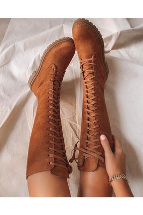 بوت / نیم بوت قهوه ای زنانه چرم مصنوعی MİSS ZÜLÜF - کد 378808508