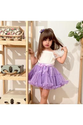 دامن بنفش بچه گانه ساتن Yami Mia - کد 649541489