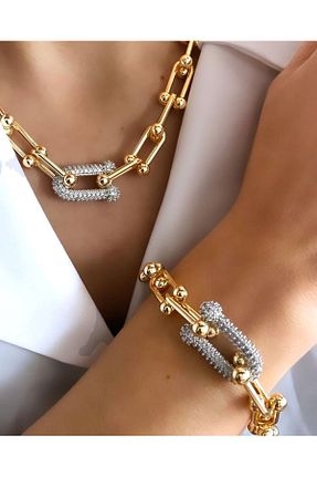 گردنبند استیل ( فولاد ) طلائی زنانه استیل (فولاد) Neoone Jewellry - کد 864440971