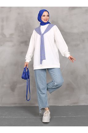 سوئیشرت حجاب سفید زنانه بافتنی VAV - کد 864444333