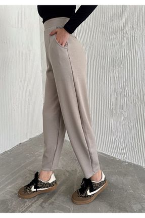 شلوار کرمگن بژ زنانه رگولار Gugus - کد 864459841