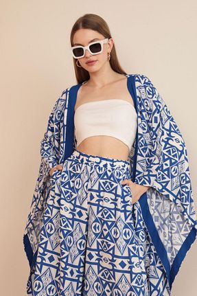 کیمونو و کافتان آبی زنانه ویسکون LENADA - کد 827568400