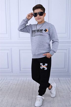 ست بالاتنه و پائین تنه طوسی بچه گانه بافتنی TRENDİMİZBİR - کد 864699023