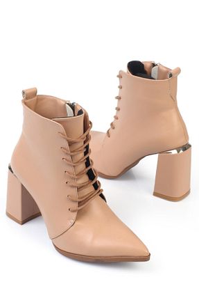 بوت / نیم بوت بژ زنانه پاشنه ضخیم ShoeTek - کد 864465406