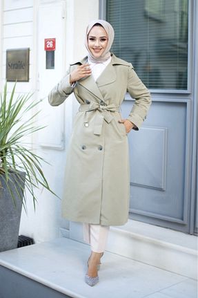 ترنچکت حجاب سبز زنانه بدون آستر ALNİSS COLLECTİON - کد 846544996