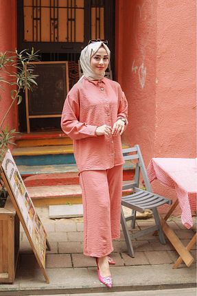 ست بالاتنه و پائین تنه حجاب صورتی زنانه رگولار suffemoda - کد 739842520
