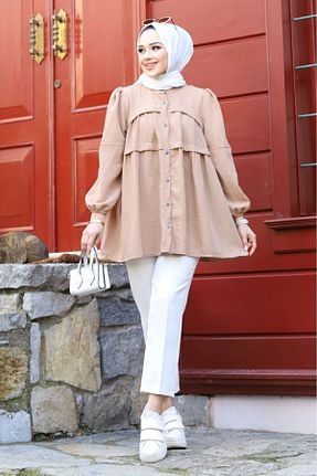 تونیک حجاب قهوه ای زنانه بافتنی ALNİSS COLLECTİON - کد 819453917
