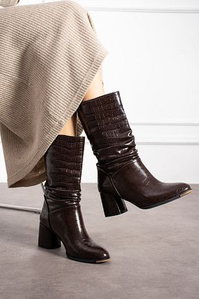 بوت / نیم بوت قهوه ای زنانه چرم مصنوعی KOTAN - کد 864513813