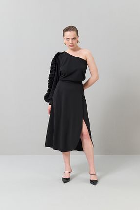 دامن مشکی زنانه چاک دار Roman - کد 864649603