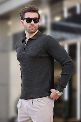 پلیور طوسی مردانه ساده Madmext - کد 864669393