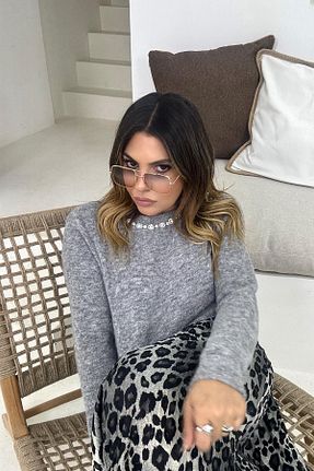 پلیور طوسی زنانه ساده Sohotique By P - کد 864675311