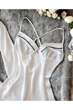 ست لباس راحتی سفید زنانه ساده Çeyize dair herşey - کد 864691829