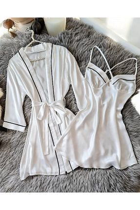 ست لباس راحتی سفید زنانه ساده Çeyize dair herşey - کد 864691829