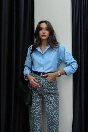 پیراهن آبی زنانه رگولار Havoş - کد 864713920