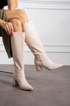 چکمه بژ زنانه پاشنه متوسط (5-9 سانتی متر) ShoeTek - کد 864740089