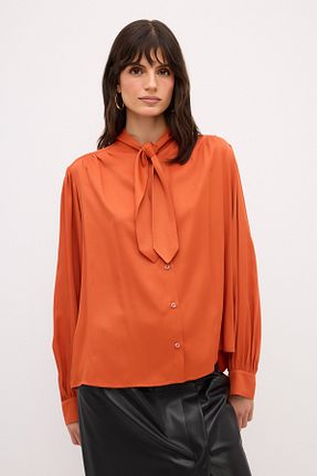 بلوز قهوه ای زنانه ساده adL - کد 859179090