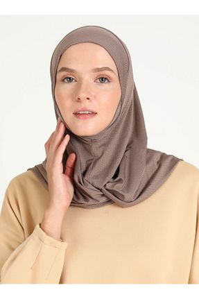 روسری قهوه ای پلی استر Ecardin - کد 864752791
