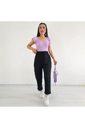 شلوار مشکی زنانه پنبه ای Altı Üstü Butik - کد 864753004