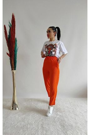 شلوار نارنجی زنانه پنبه ای Altı Üstü Butik - کد 864756009