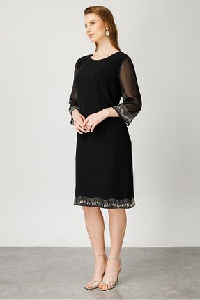 لباس مجلسی سایز بزرگ مشکی زنانه یقه دوچرخه Moda İlgi - کد 832772435