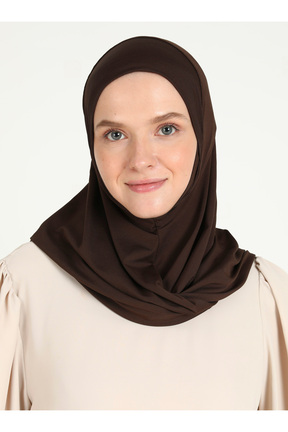 روسری قهوه ای ساده Ecardin - کد 864752383