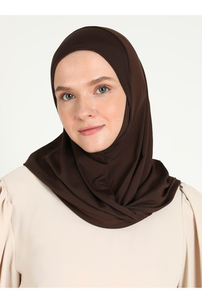 روسری قهوه ای ساده Ecardin - کد 864752383