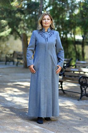 پالتو پشمی طوسی زنانه سایز بزرگ GLR&GYM - کد 141906294