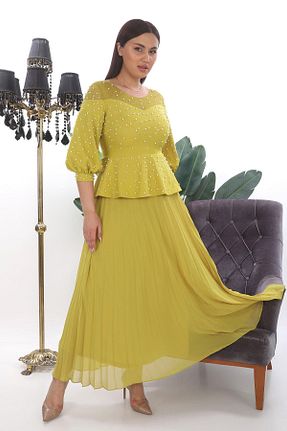 لباس سایز بزرگ سبز زنانه سایز بزرگ MİSS DİAMOND - کد 820893314