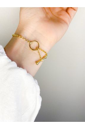 دستبند نقره طلائی زنانه 925 عیار ı feel free more then ever that moment - کد 711680845