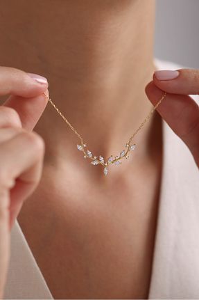 گردنبند نقره طلائی زنانه 925 عیار NEREZE - کد 864798487