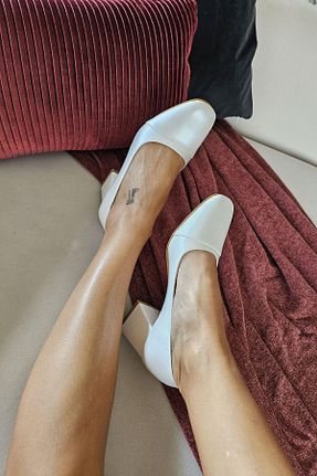 کفش کلاسیک سفید زنانه چرم خالص TOPUKLA - کد 864791048