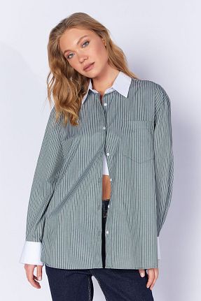 پیراهن خاکی زنانه اورسایز Manche - کد 823713949