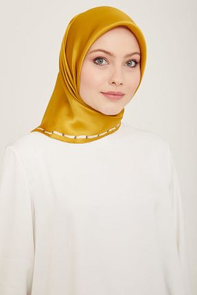روسری زرشکی کرپ ساتن ابریشم Armine - کد 807532514
