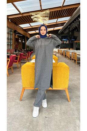 ست بالاتنه و پائین تنه حجاب طوسی زنانه رگولار Bwest - کد 776011054