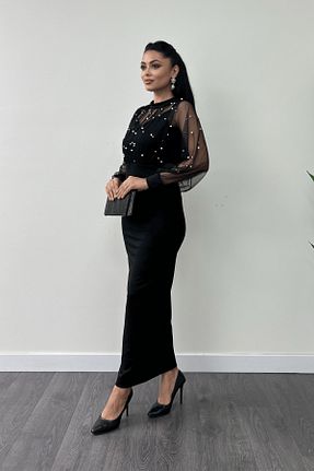 لباس مجلسی و فارغ التحصیلی مشکی زنانه آستین استاندارد giyimmasalı - کد 864801380