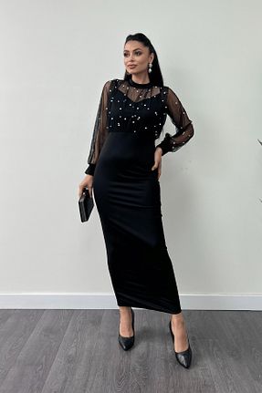 لباس مجلسی و فارغ التحصیلی مشکی زنانه آستین استاندارد giyimmasalı - کد 864801380