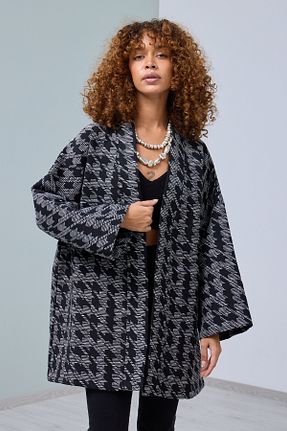 کیمونو و کافتان مشکی زنانه مخلوط پلی استر MİA NOURA - کد 864814610