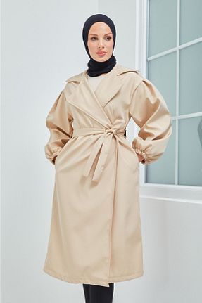 ترنچکت حجاب بژ زنانه پنبه پلی استر Daçem Hira - کد 355663353