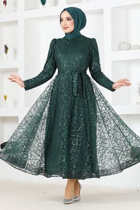 لباس مجلسی حجاب سبز زنانه یقه دوچرخه ModaMerve - کد 844036914