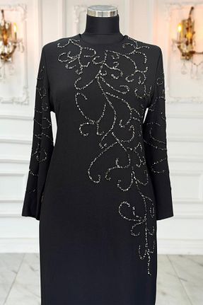 لباس مجلسی حجاب مشکی زنانه یقه دوچرخه Amine Hüma - کد 855159349