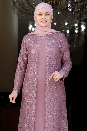 لباس حجاب صورتی زنانه Relaxed Amine Hüma - کد 210773147