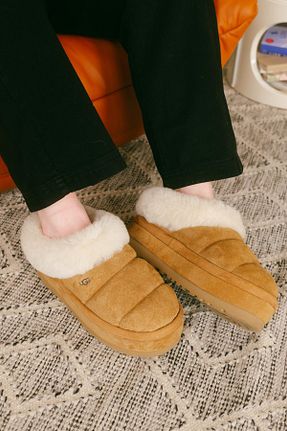 دمپائی قهوه ای زنانه چرم خالص UGG - کد 856971724