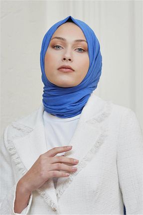 شال سرمه ای زنانه پنبه پلی استر Loryan - کد 838519621