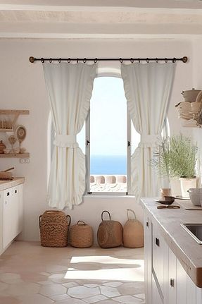 پرده زمینه بژ قابل شستشو cotton maison - کد 763315532