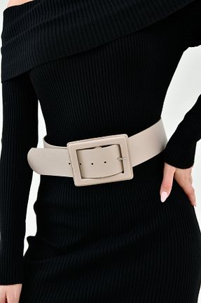کمربند بژ زنانه چرم مصنوعی bayansepeti - کد 864970789