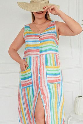 لباس سایز بزرگ رنگی زنانه ویسکون Zer Otantik - کد 302589314