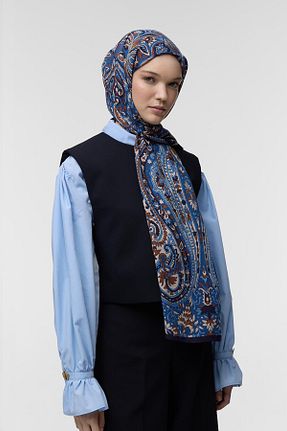 شال آبی زنانه ویسکون Qef - کد 864957690