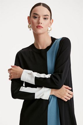 تونیک حجاب مشکی زنانه ویسکون Tığ Triko - کد 682800579