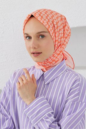 روسری نارنجی پنبه ای Emproyal - کد 833958034