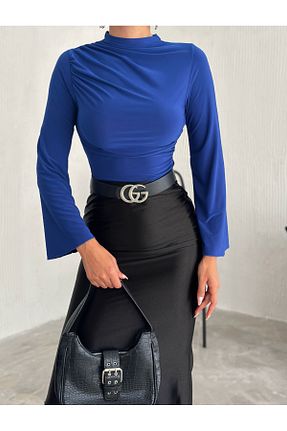 بلوز سرمه ای زنانه ساده QUTTA - کد 864979052